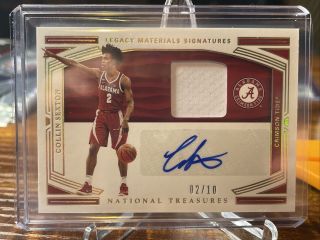 Collin Sexton 2020 - 21 National Treasures 2/10 Patch Auto Cleveland Jersey 1/1