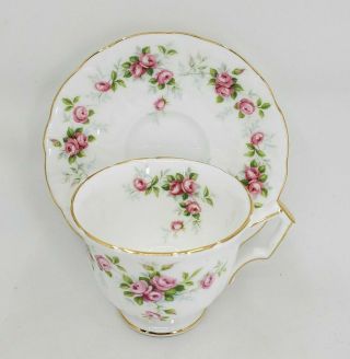 Vintage Aynsley Tea Cup & Saucer Grotto Rose 185 Fine Bone China Made In England