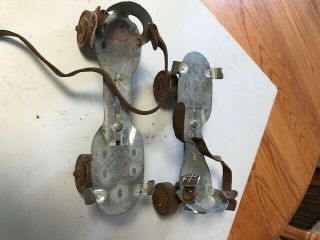Vintage Union Hardware Metal No 5 Clamp On Roller Skates With Straps Fair