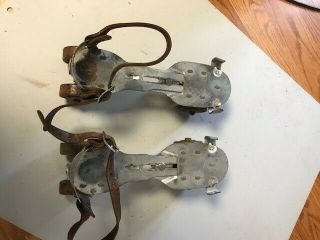 Vintage UNION Hardware Metal No 5 Clamp on Roller Skates with straps Fair 3