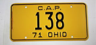 Vintage 1971 Ohio Civil Air Patrol License Plate 138