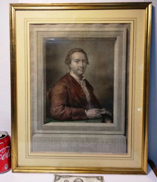 Antique Engraving By Domenico Cunego Raphael Mengs Nic De Azara 1781 With Frame