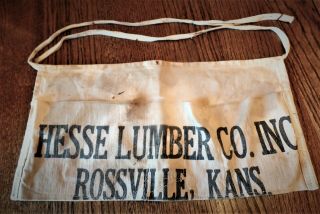 Vtg Collectible Advertising Hesse Lumber Co.  Carpenters Nail Apron Rossville Kan