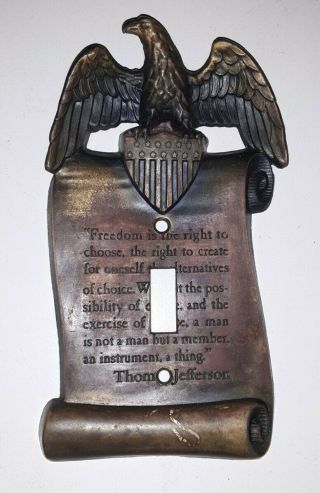American Eagle Freedom Brass Light Switch Cover Plate Thomas Jefferson Vintage