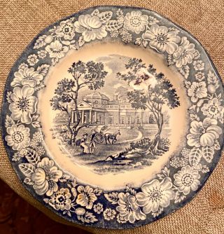 Set Of 11 Vintage Liberty Blue Historic Colonial Scenes Plates 5 3/4”