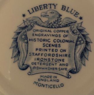 Set of 11 Vintage Liberty Blue Historic Colonial Scenes Plates 5 3/4” 2