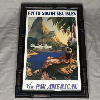 Fly To South Sea Isles Via Pan American Art Print Bamboo Frame Style 10x14