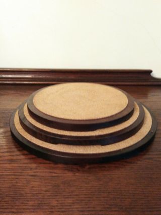 Vintage - Styson Woodcrest Stackable Wooden Trivets Hot Pads With Cork Centers