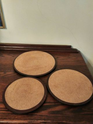 Vintage - Styson Woodcrest Stackable Wooden Trivets Hot Pads with Cork Centers 2