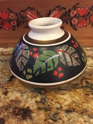 Colorful Vintage Art Pottery Vase Germany,  Hand Painted Bold Colors Also Gold