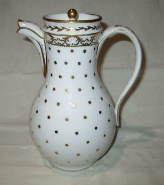 Antique Early 19th Century French Old Paris Porcelain Coffee Pot - Gilt Dots