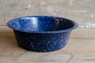 Vintage Enamel Ware Tub Basin Wash Bowl Blue Speckled Enamelware