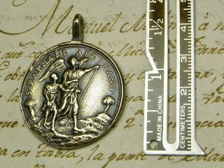 Antique Tobit & Archangel Raphael & Gabriel Saving Purgatory Souls Bronze Medal 2