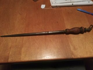 Vintage F.  Dick Sharpening Steel Rod Wood Handeled Brass Accents