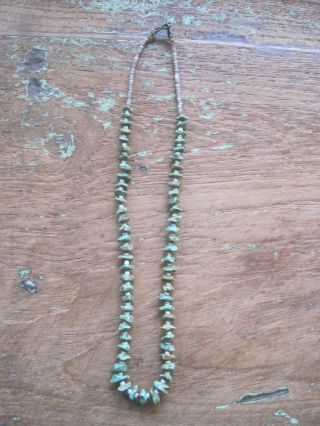 Vintage Navajo Santo Domingo Sterling Silver Turquoise Heishi Necklace 15 "