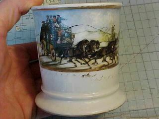 Antique Occupational Shaving Mug Stagecoach Scene