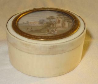 Late 18th Century Georgian French Trinket Snuff Box W Landscape Inset