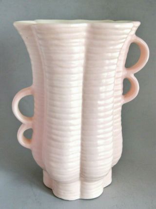 Vintage Pink Red Wing Vase With Two Offset Handles