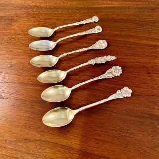 (6) Reed & Barton Harlequin Sterling Silver Demitasse / Coffee Spoons - No Mono