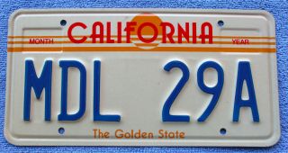 California " Sun " Graphic Personalized Vanity License Plate: " Mdl 29a ",  Model A