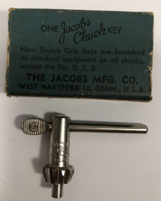 Vintage Jacobs 2 Drill Chuck Key With Box Made In Usa