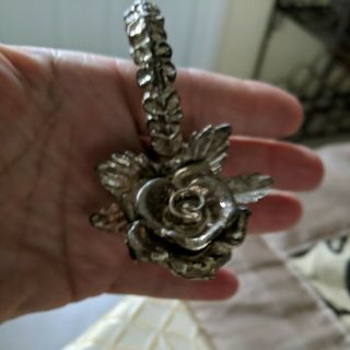 Vintage Princess House Silver Plated Ornate Flower Rose Napkin Rings Set Of (8)