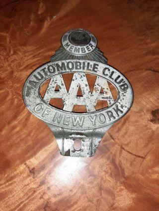 Vintage Aaa Automobile Club Of York Honor Member License Plate Topper Rare