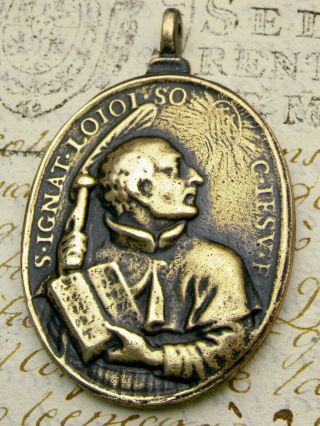 Antique 18th Century St.  Ignatius Of Loyola & St.  Francis Xavier Bronze Medal