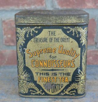 Vintage James Butler Tea Tin Black And Gold Graphics