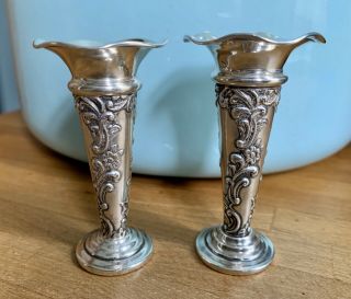 Antique Solid Silver Arts & Crafts Posy Vases Hallmarked Birmingham 1903