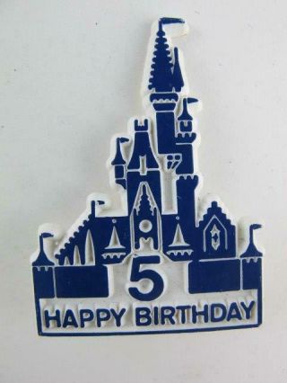 1976 Walt Disney World Cast Member 5th Happy Birthday Vintage Castle Button Pin