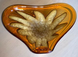 Vtg Mcm Murano Art Glass Aventurine Bowl Dish Amber White Gold Forprincess House