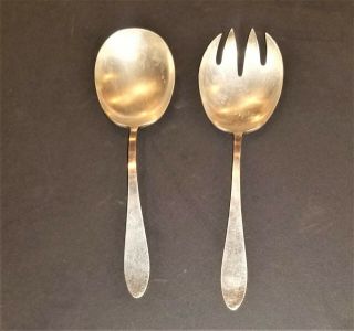 Vintage Silver Plate Serving/salad Spoon & Fork Set Reed Barton