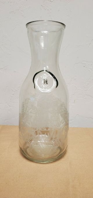 Vintage Paul Masson Norman Kosarin Glass Wine Carafe Etched Daffodil Decantor