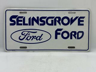 Old Pa.  Garage Find Vintage 1980’s Selinsgrove Ford Advertising License Plate