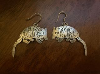 Vintage Armadillo Sterling Silver Earrings 925 Mexico Taxco Dangling Tm 180