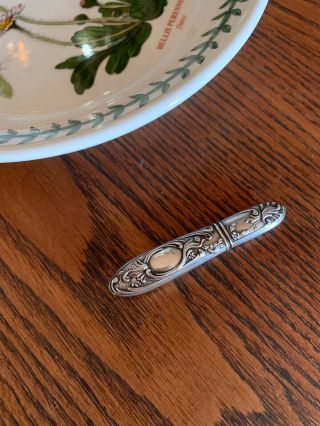 French SOLID Silver FLORAL Needle Toothpick Case Victorian Art Nouveau Rococo 2