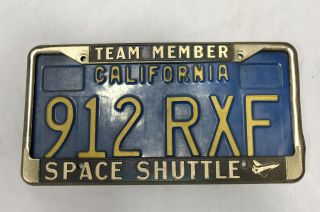 60s 70s Nasa Space Shuttle Team Member Vintage License Plate Frame Tag