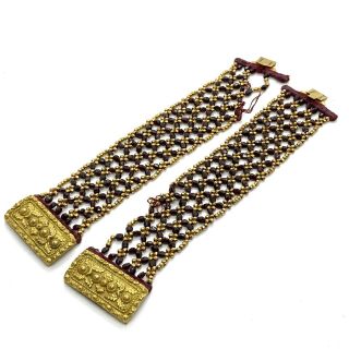 Antique Georgian Pinchbeck Natural Garnet Bracelets 59