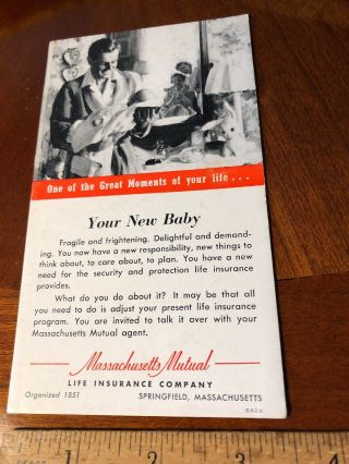 Vintage Advertising Ink Blotter 1940’s Massachusetts Mutual Baby