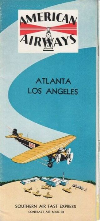 American Airways Timetable 1930/10/15 Safe Southern Air Fast Express