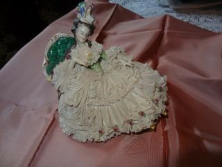 Antique Vtg.  Dresden Lady Figurine Fainting Couch V20156