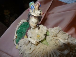 ANTIQUE VTG.  DRESDEN LADY FIGURINE FAINTING COUCH V20156 2