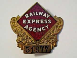 Vintage Rea Railway Express Agency Railroad Employee Hat Badge Very Old Badge