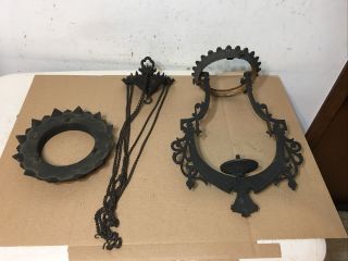 Antique Bradley & Hubbard Iron Horse Oil Lamp Frame Parts