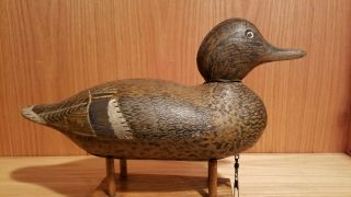 Exceptional 100 Year Old Mason Hen Mallard Wood Duck Decoy Detroit Mi