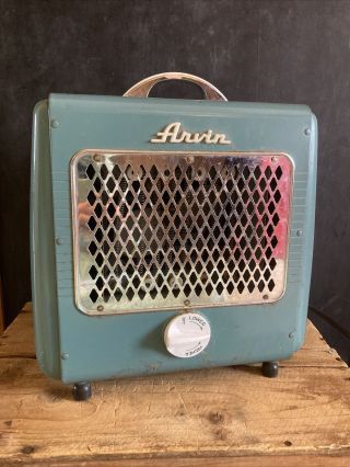 Vintage Retro Mid Century Arvin Electric Portable Space Heater Aqua Rust