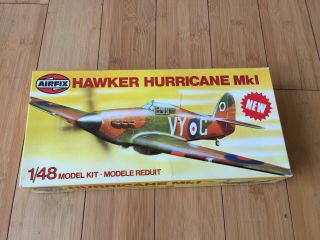 Vintage 1979 Airfix 1/48 Hawker Hurricane Mk.  1 Airplane Model Kit