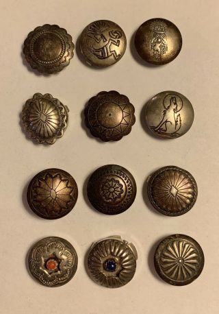 Vintage Southwestern Sterling Silver Button Covers - Set Of 12