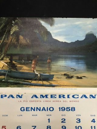 Vintage 1958 Tahiti Pan Am Airlines Calendar Page 3